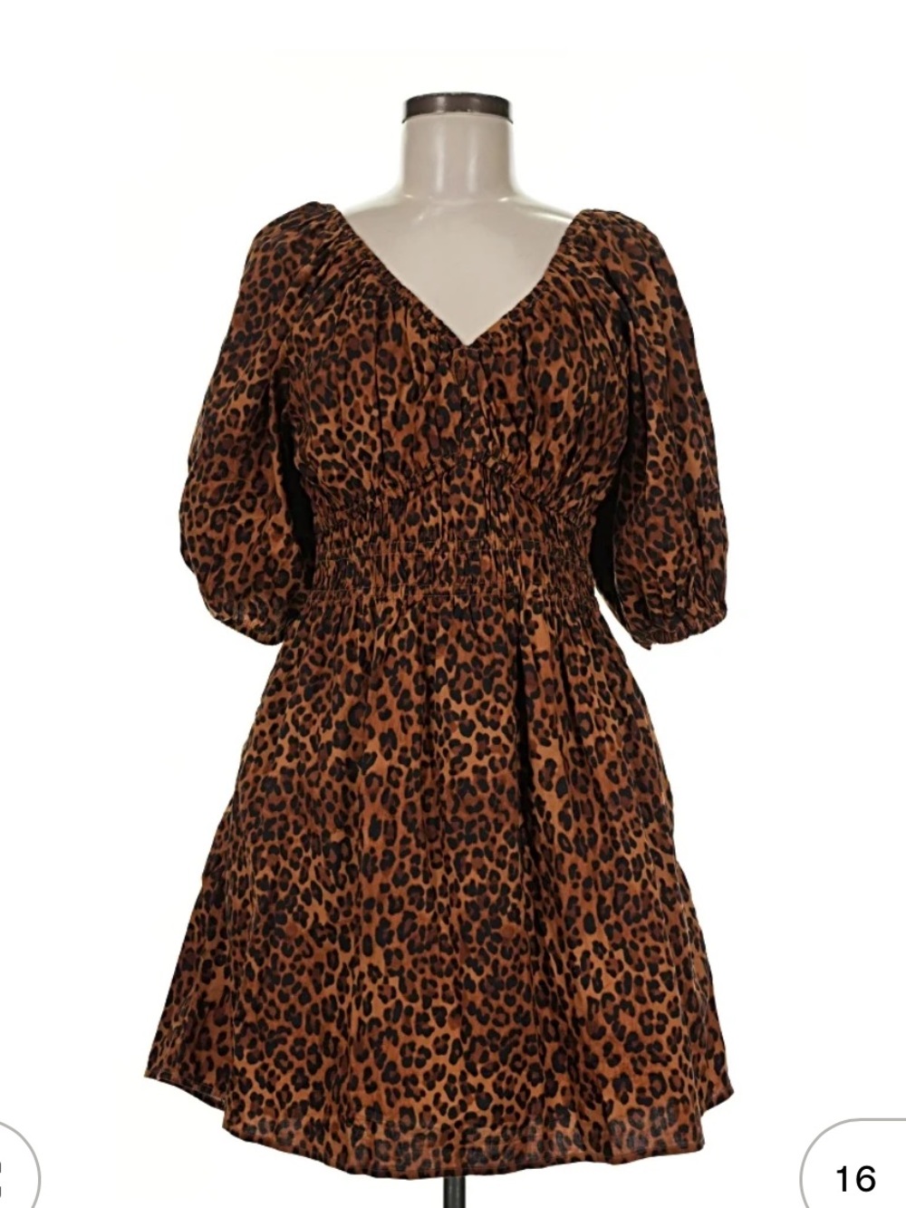 Old Navy Leopard Print Puff Sleeve Mini Dress - Brown/Black